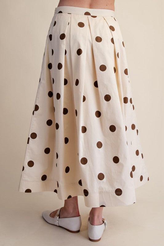 New GLAM Cream Brown Polka Size Small Skirt