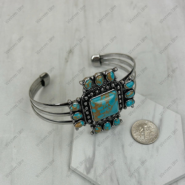 New WESTERN Blue Brown Silver Bracelet