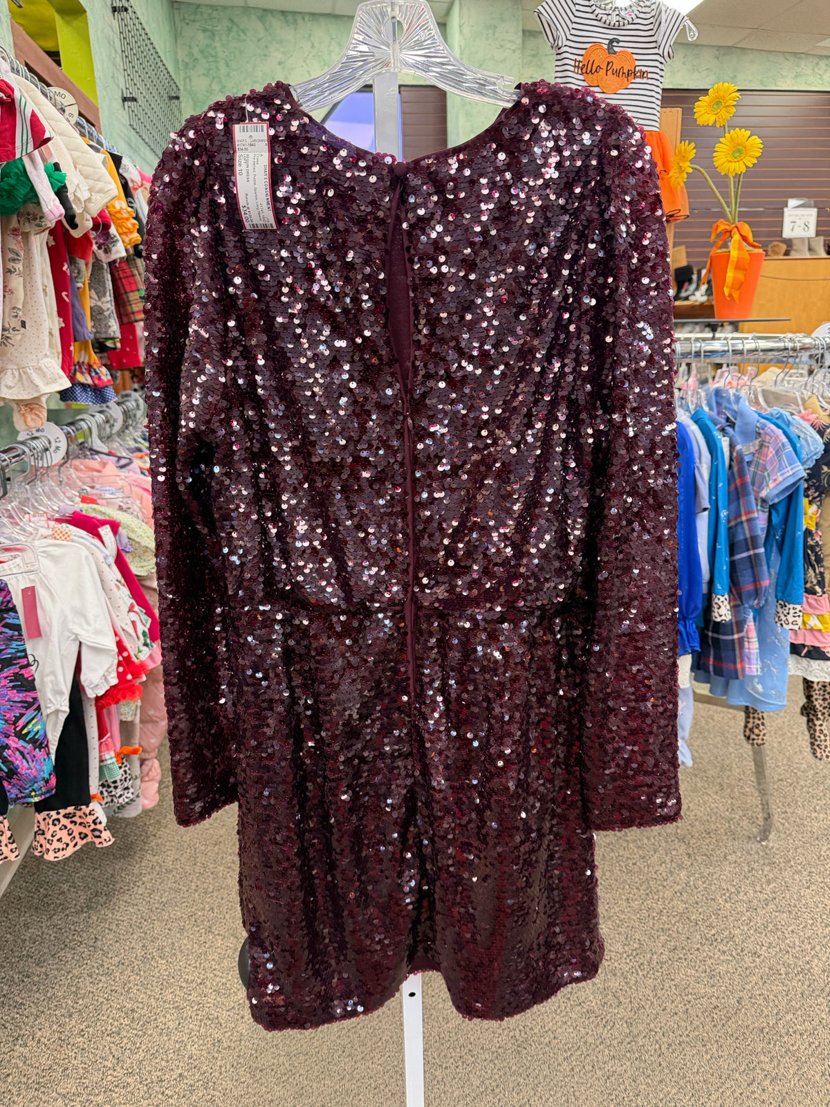 Pre-owned LOFT Purple Sparkle Size 10 Long Sleeve Dress