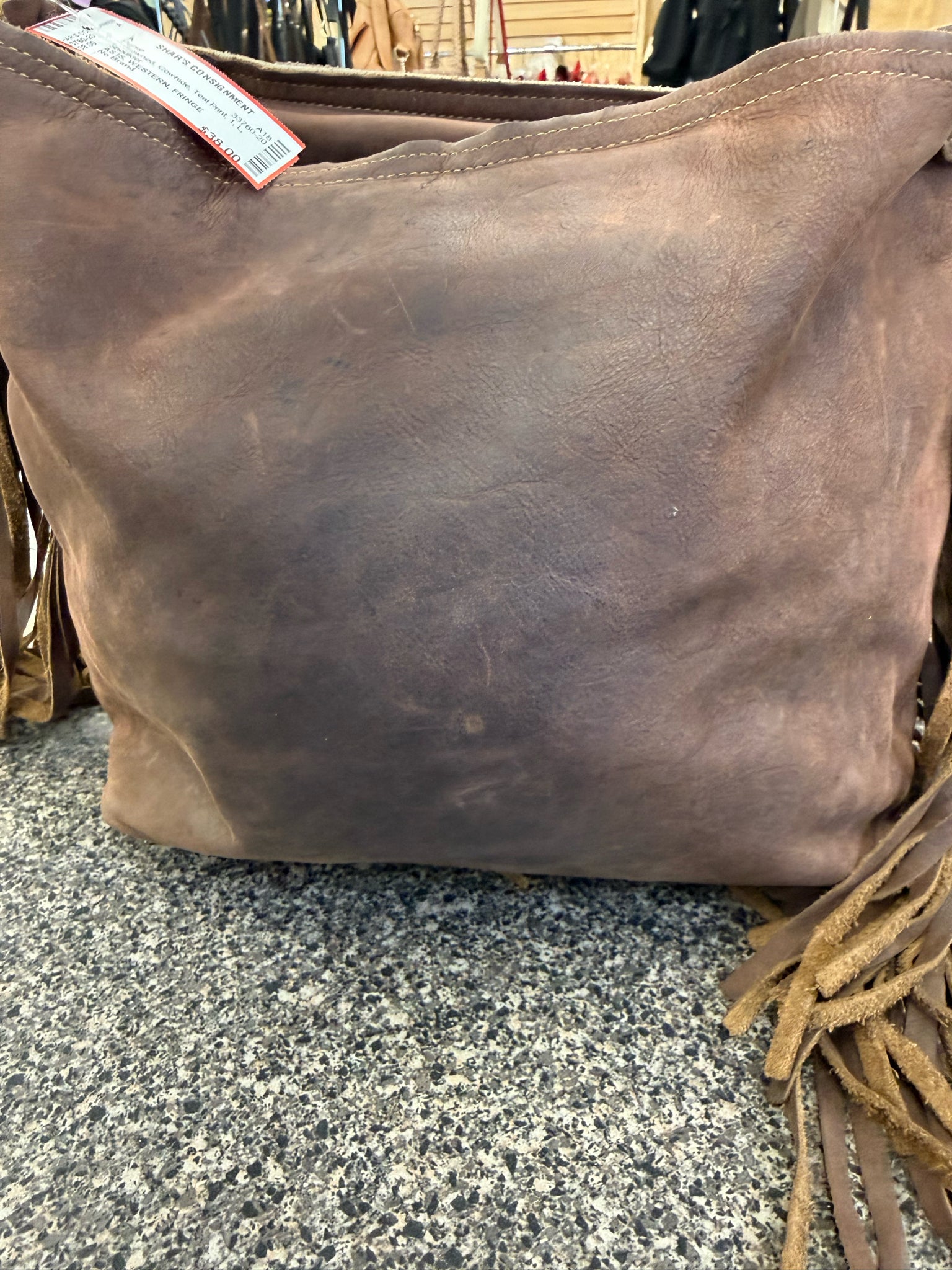 Pre-owned No Brand Cowhide Teal Print L Shoulder Purse