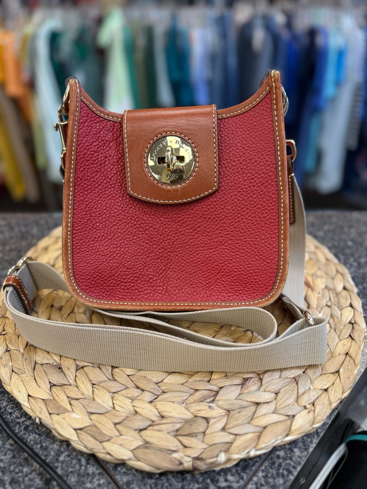 Pre-owned DOONEY&BOURKE Red Tan Crossbody Designer Purse