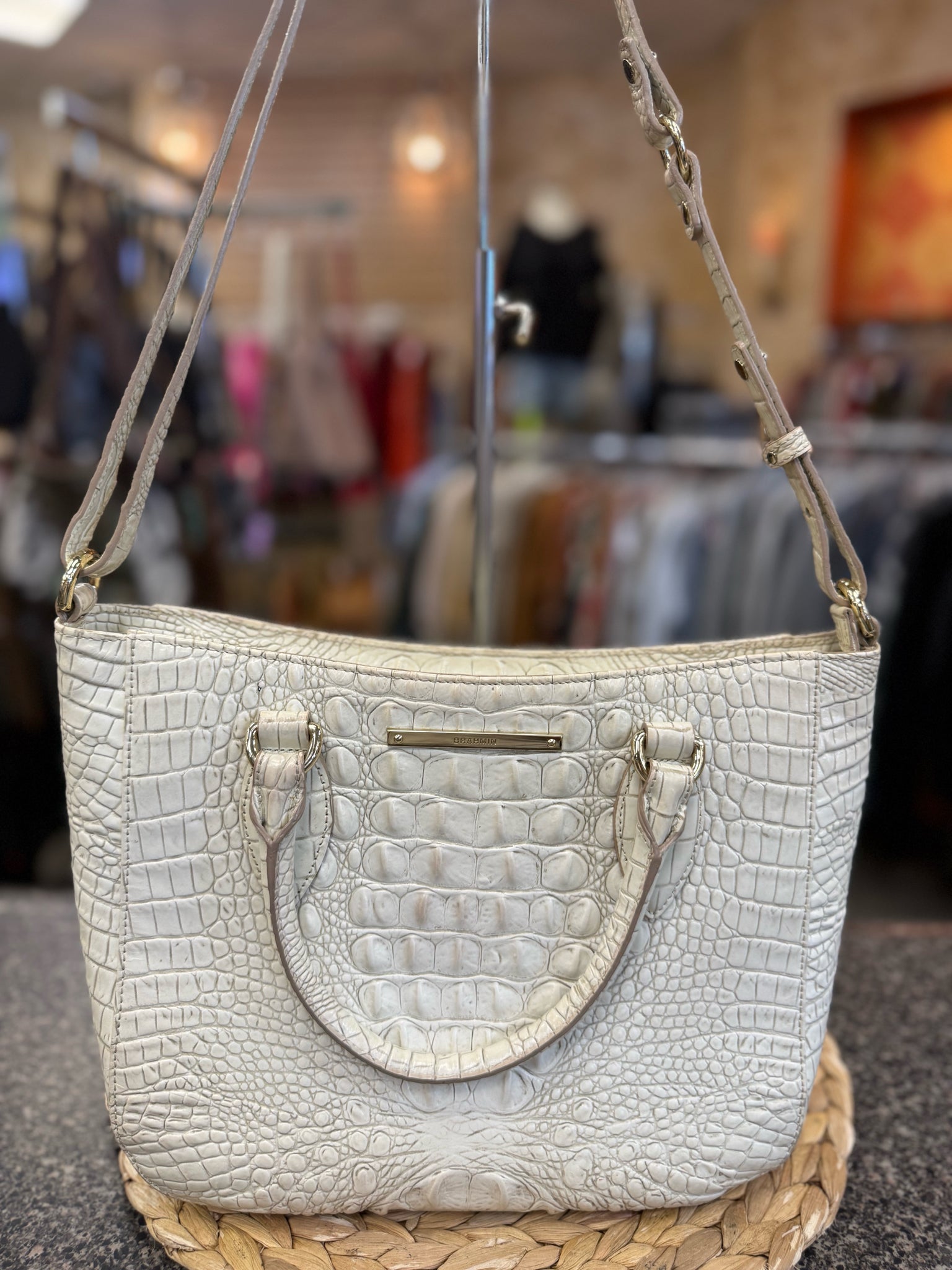 Pre-owned BRAHMIN Off white Animal Crossbody Designer Purse