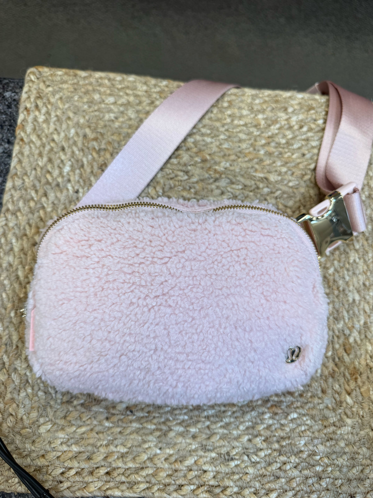 Pre-owned Lululemon Pink Gold Trim S Sling Purse