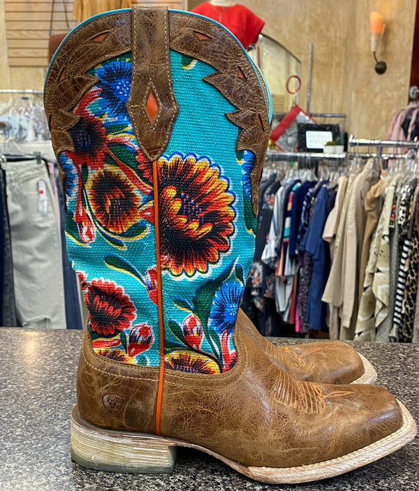 Pre-owned ARIAT Brown Teal Size 8.5 Boot
