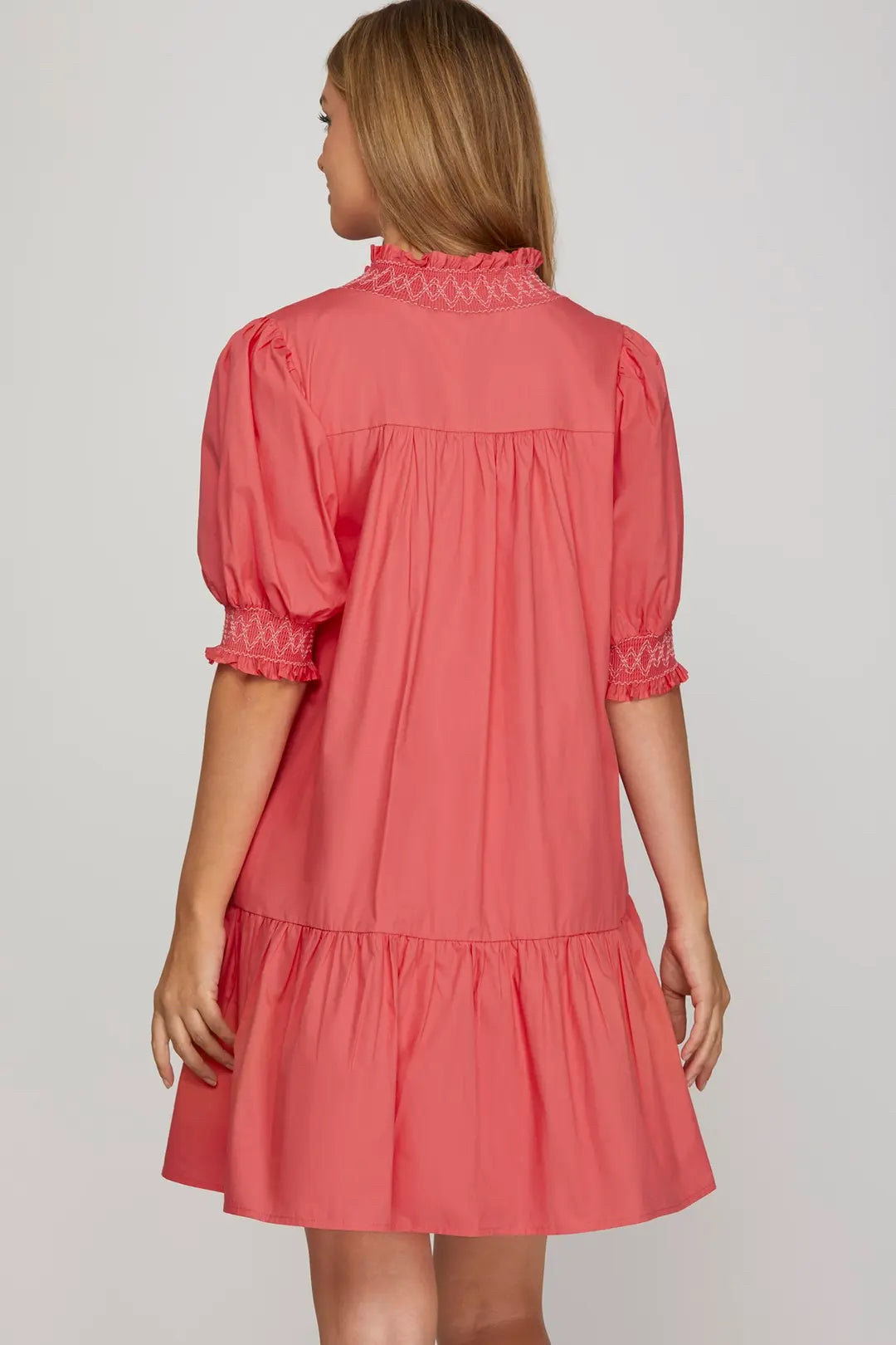 New SHE+SKY Dark Coral Size Small Short Sleeve Dress