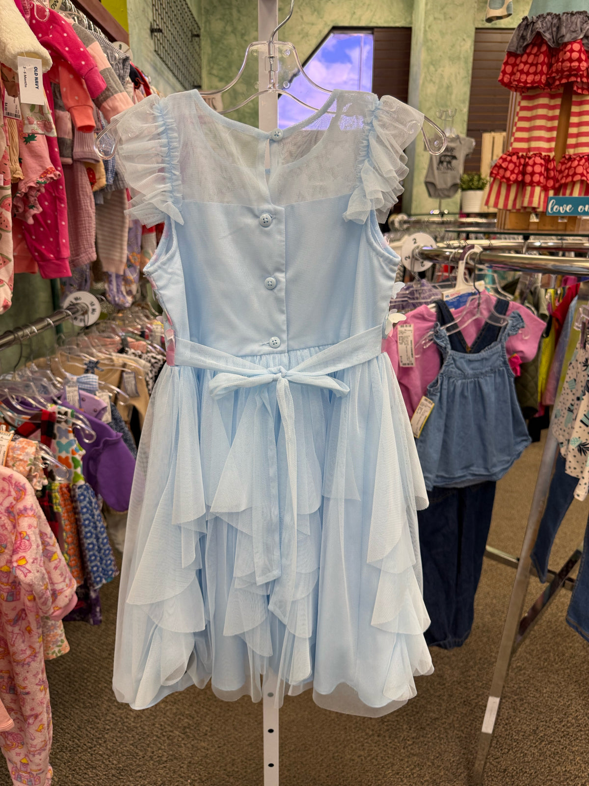 Pre-owned JONA MICHELLE Blue Pink Blend GIRLS SZ: 6 Sleeveless Girls Dress