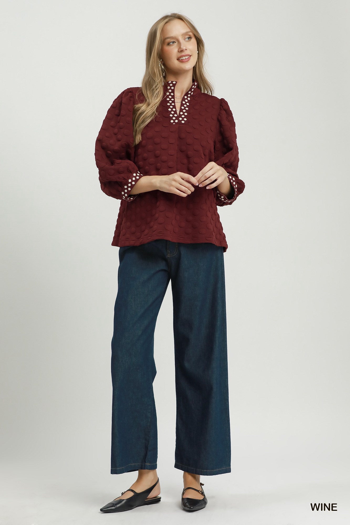 New UMGEE Wine Size: S Quarter Sleeve Blouse