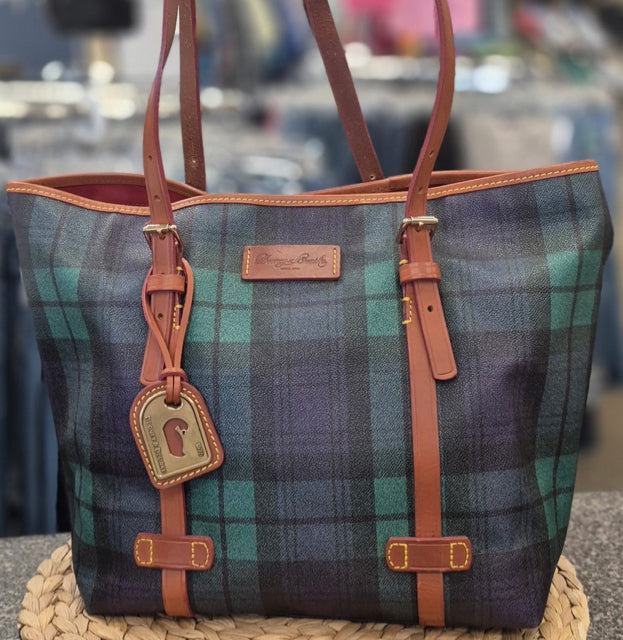 Pre-owned DOONEY&BOURKE Green plaid Purple Tote Designer Purse