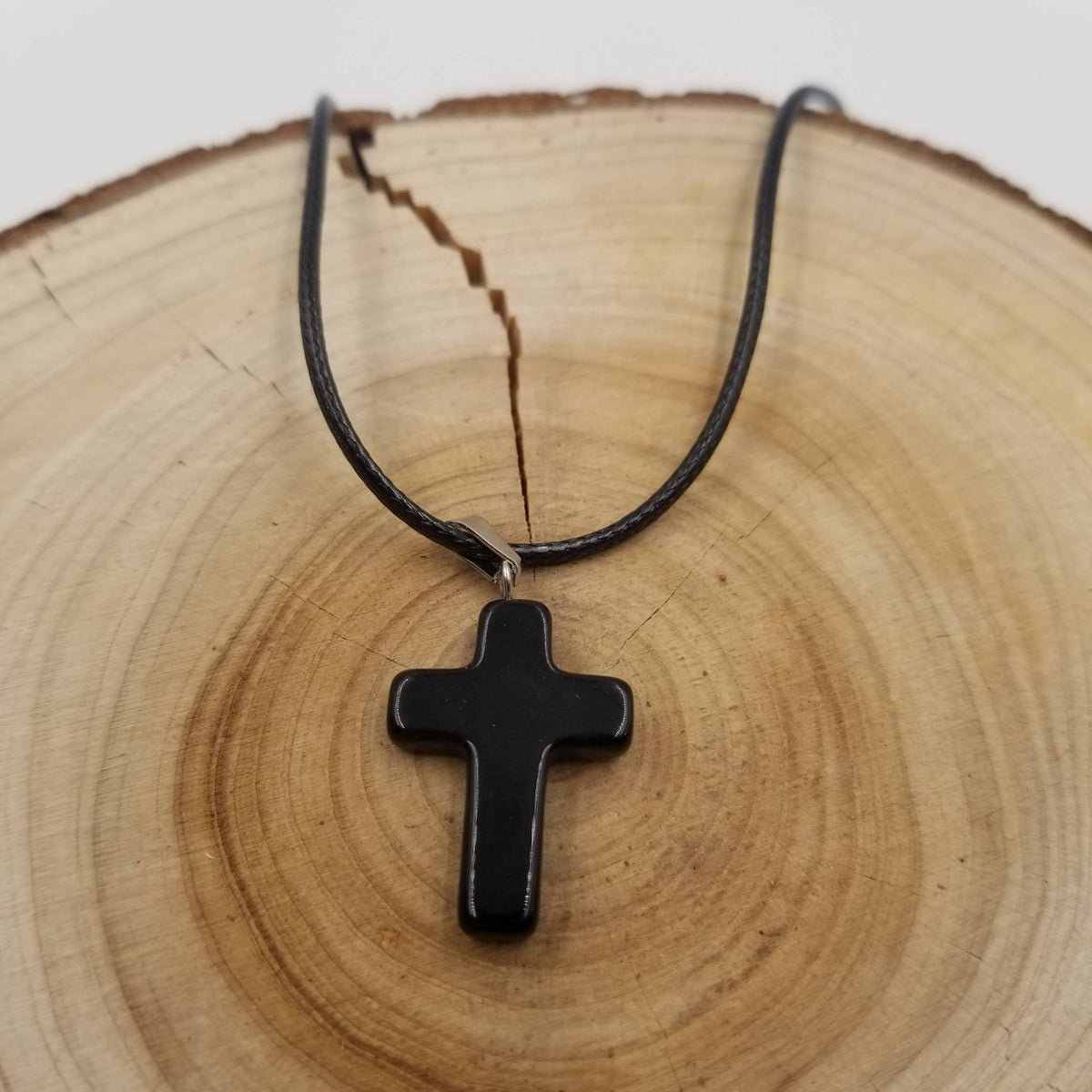 Natural Stone Cross Necklace: White