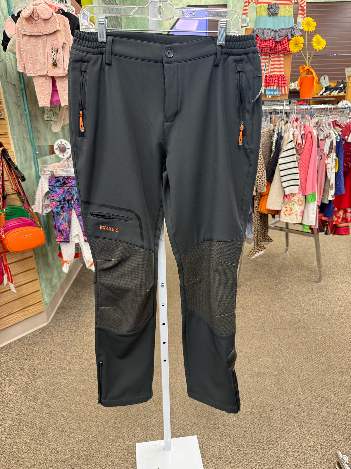 Pre-owned Postropaky Dark gray Orange Trim Size 8 Pants