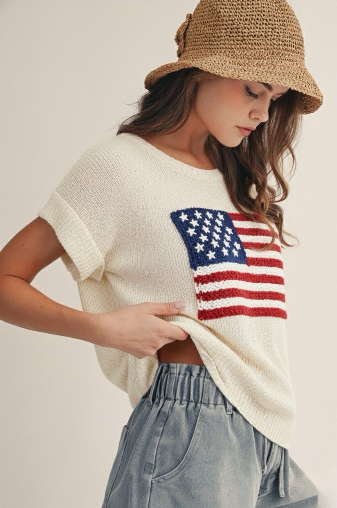 New LOVLOV Ivory Size S Short Sleeve Sweater