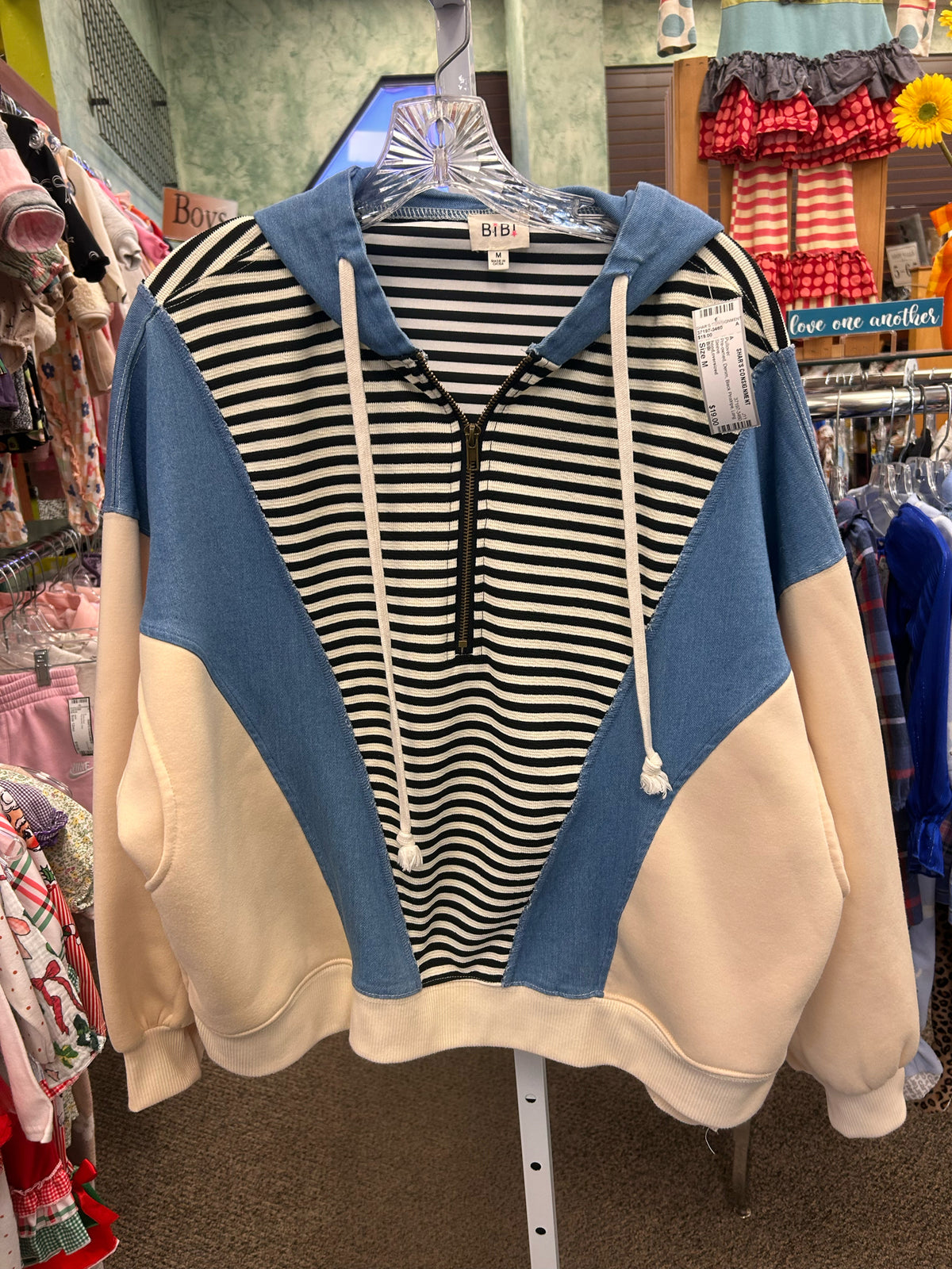 Pre-owned BIBI Denim Black Pinstripe Size M Long Sleeve Pullover