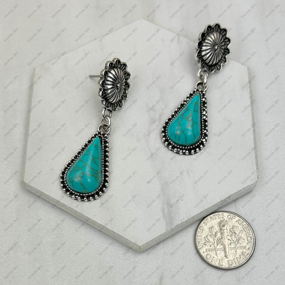 New WESTERN Turquoise Silver Earring