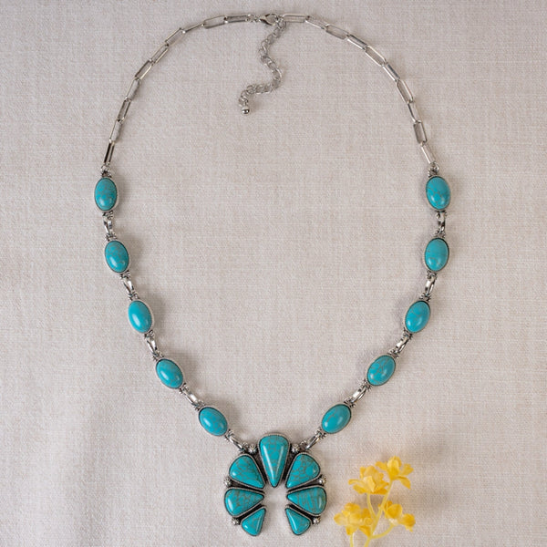 New YF Turquoise Silver Necklace