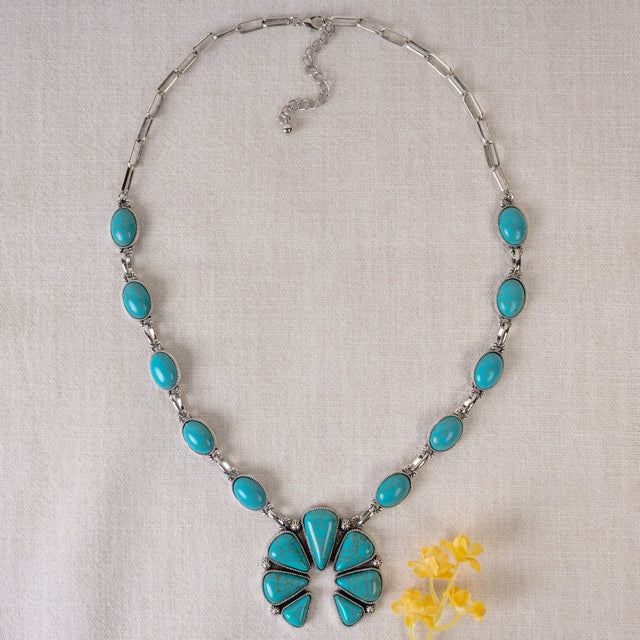 New YF Turquoise Silver Necklace