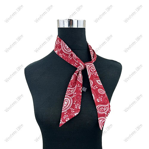 New WESTERN Red print White Scarf