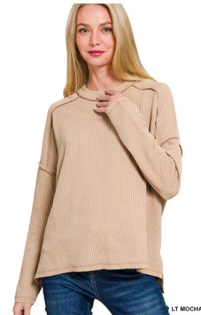 New Zenana Light Mocha Size M/L Long Sleeve Blouse