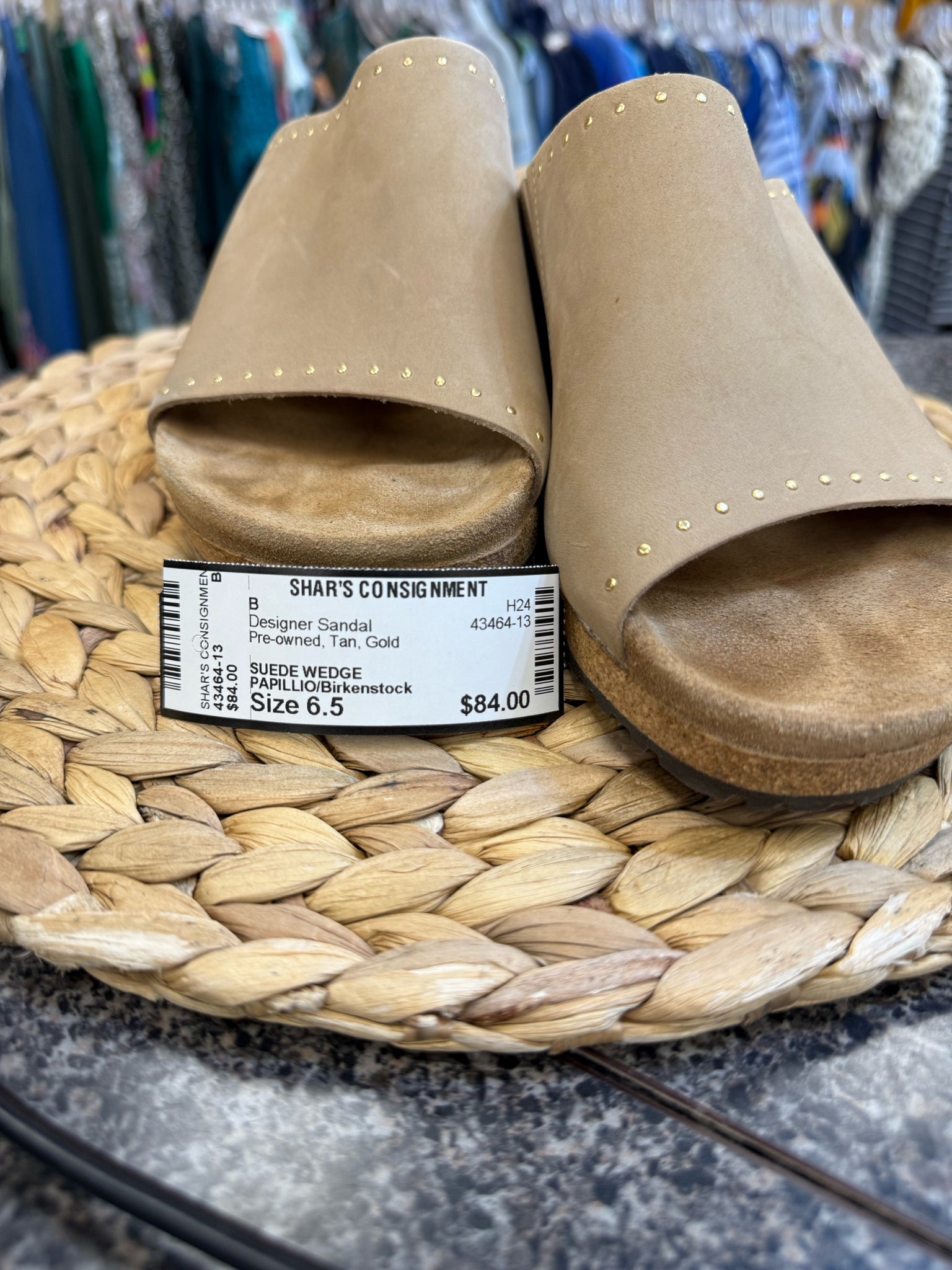 Pre-owned PAPILLIO/Birkenstock Tan Gold Size 6.5 Designer Sandal