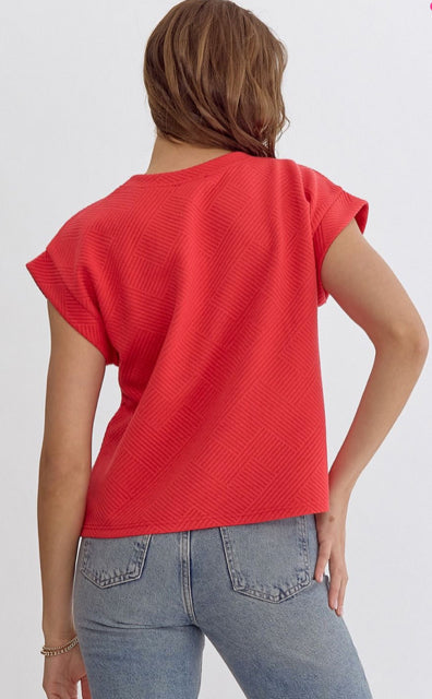 New ENTRO Red Size S Short Sleeve Blouse