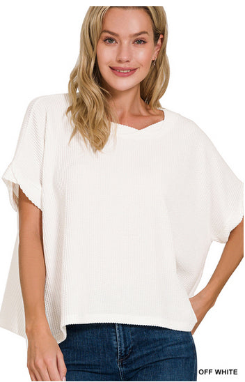 New Zenana Off white Size S/M Short Sleeve Blouse