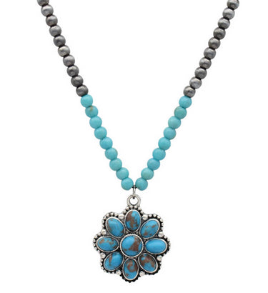 New SS PEWTER Turquoise Necklace