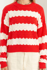 New HYFVE Red stripe White Size S Long Sleeve Sweater