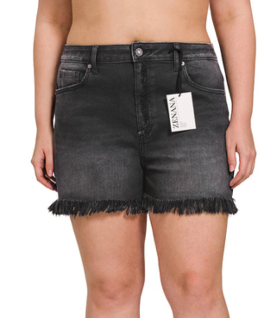 New Zenana Black Wash Size 1X Shorts