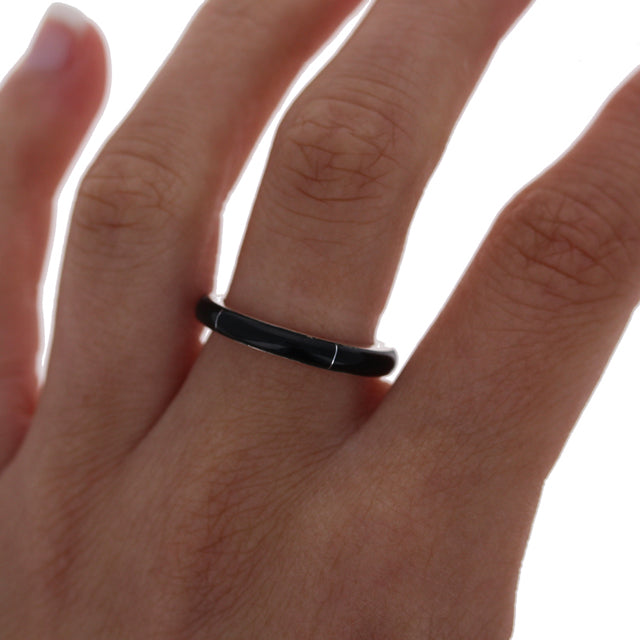New STERLING SILVER Black Ring Size 6 Ring