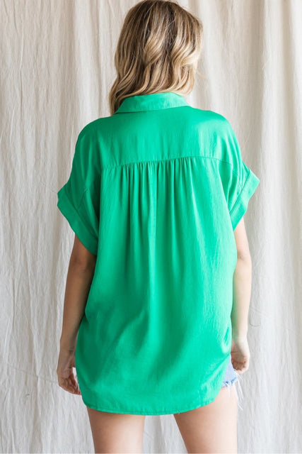 New Green Size S Short Sleeve Blouse