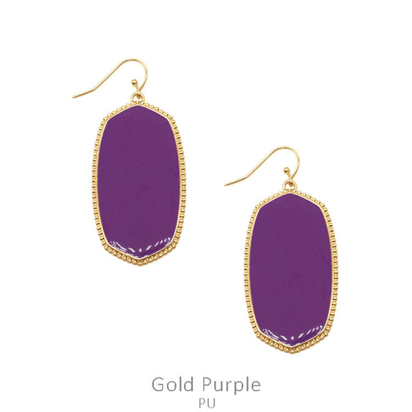 New SS Purple Gold Trim Earring