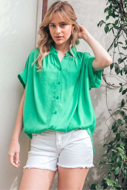 New Green Size S Short Sleeve Blouse